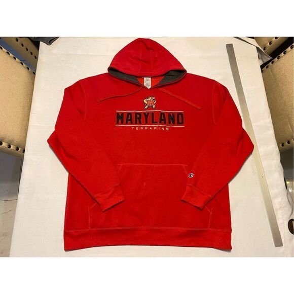 Maryland Terrapins Sweater Mens Extra Large Red Champion Hoodie Sweatshirt Terps - Picture 1 of 6
